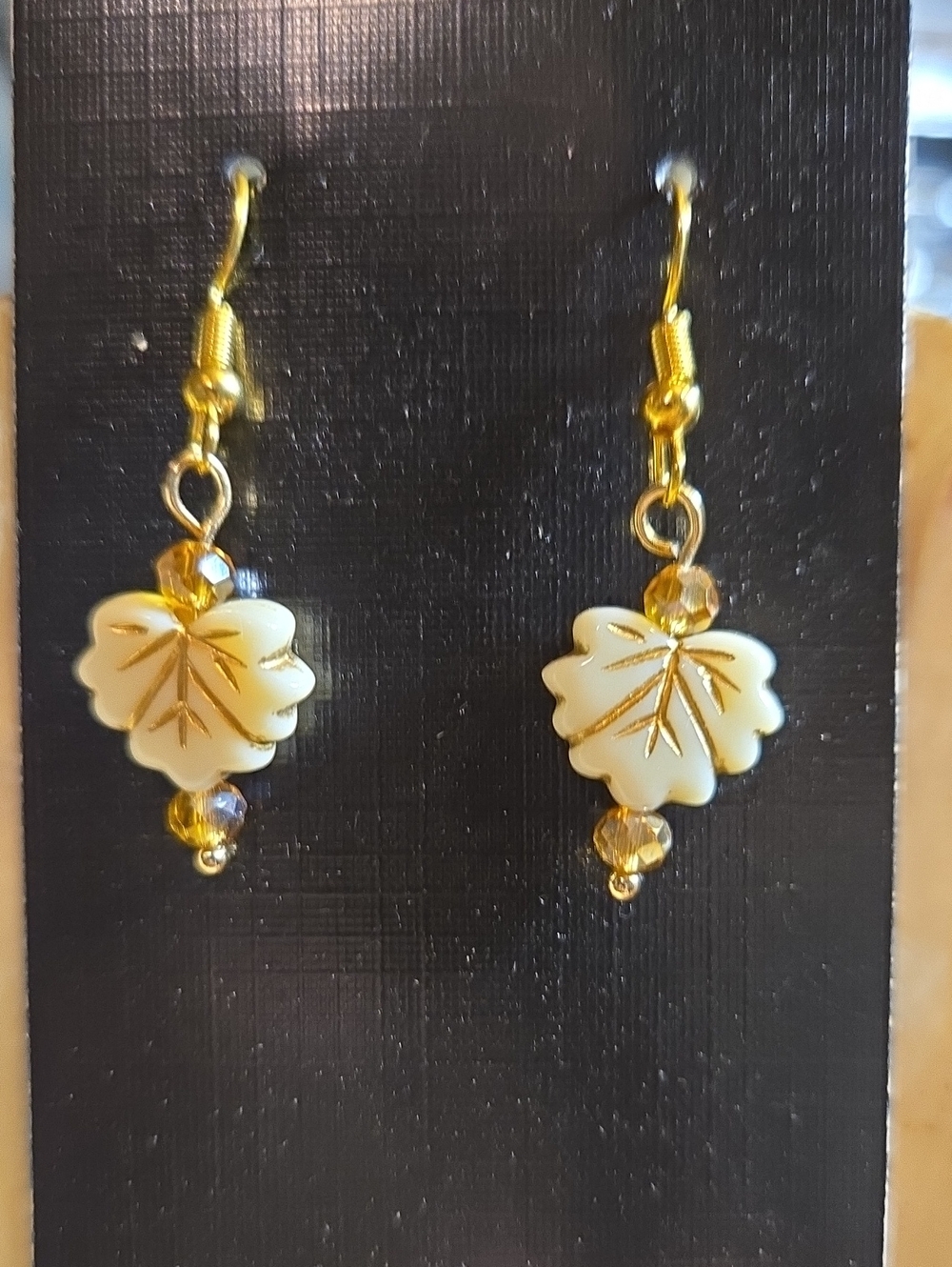 Gold-Tone White Leaf Drop Earrings - Elegant Women Jewelry: A